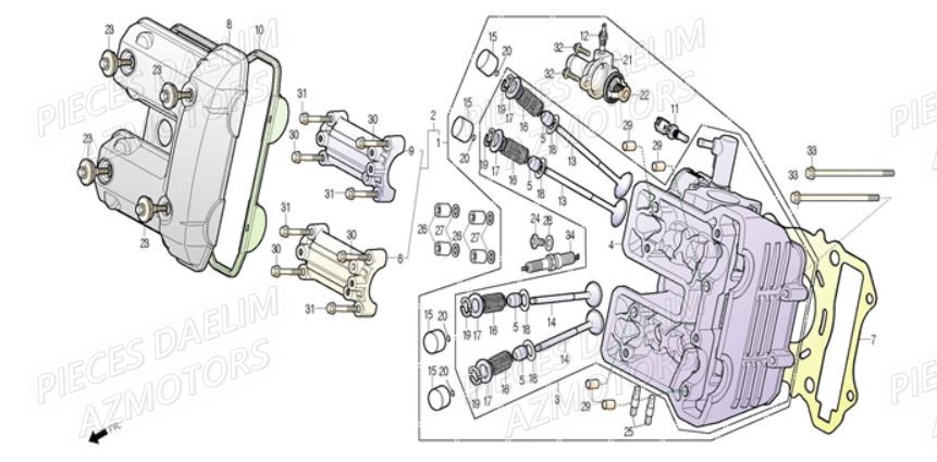 Culasse DAELIM Pièces Scooter DAELIM S3 300cc ABS EU4
