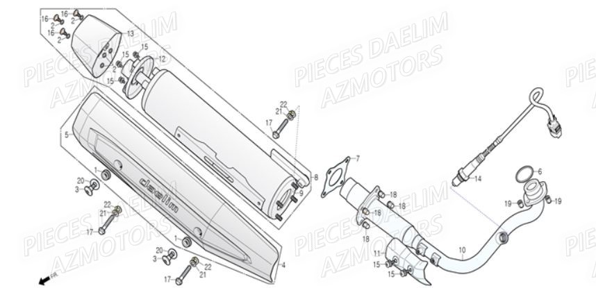 Echappement DAELIM Pièces Scooter DAELIM S3 300cc ABS EU4
