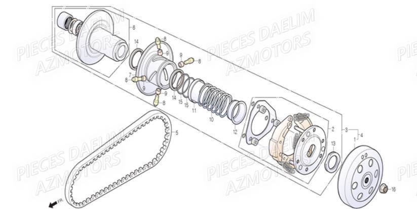 Embrayage DAELIM Pièces Scooter DAELIM S3 300cc ABS EU4
