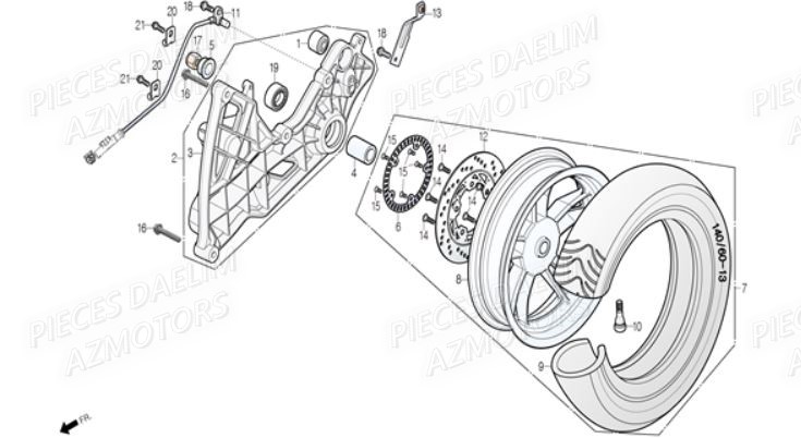Roue Arriere DAELIM Pièces Scooter DAELIM S3 300cc ABS EU4
