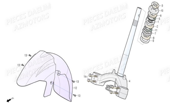 Te De Fourche DAELIM Pièces Scooter DAELIM S3 300cc ABS EU4
