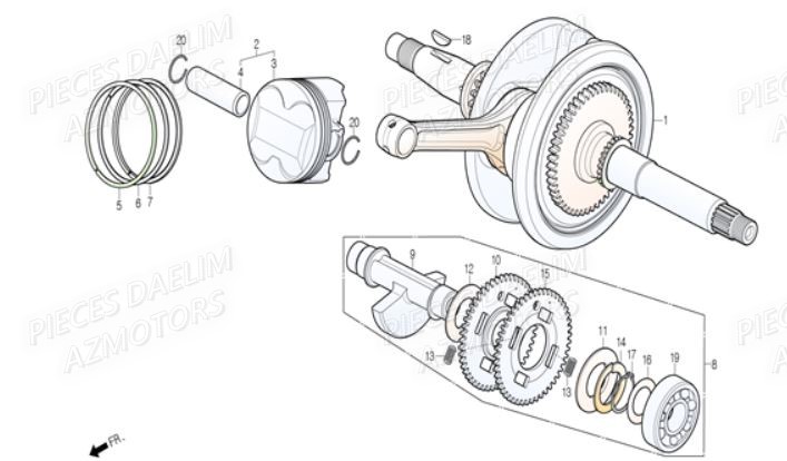 Vilebrequin DAELIM Pièces Scooter DAELIM S3 300cc ABS EU4
