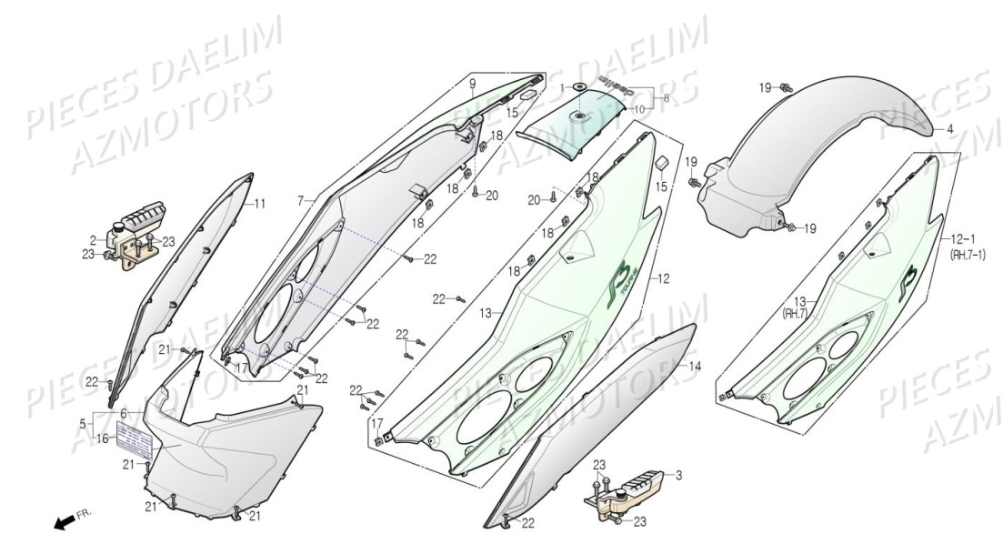 Carenages Arriere DAELIM Pièces Scooter DAELIM S3 TOURING 125cc EURO4 "ABS"
