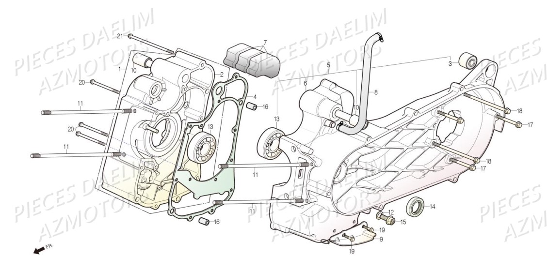Carter Central Droit DAELIM Pièces Scooter DAELIM S3 TOURING 125cc EURO4 "ABS"
