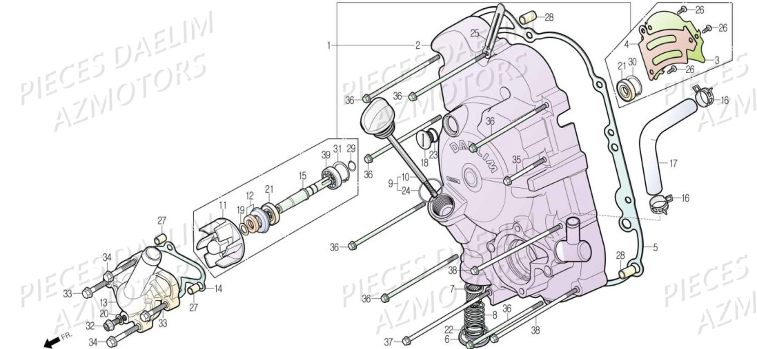 CARTER-DROIT DAELIM Pièces Scooter DAELIM S3 TOURING 125cc EURO4 "ABS"