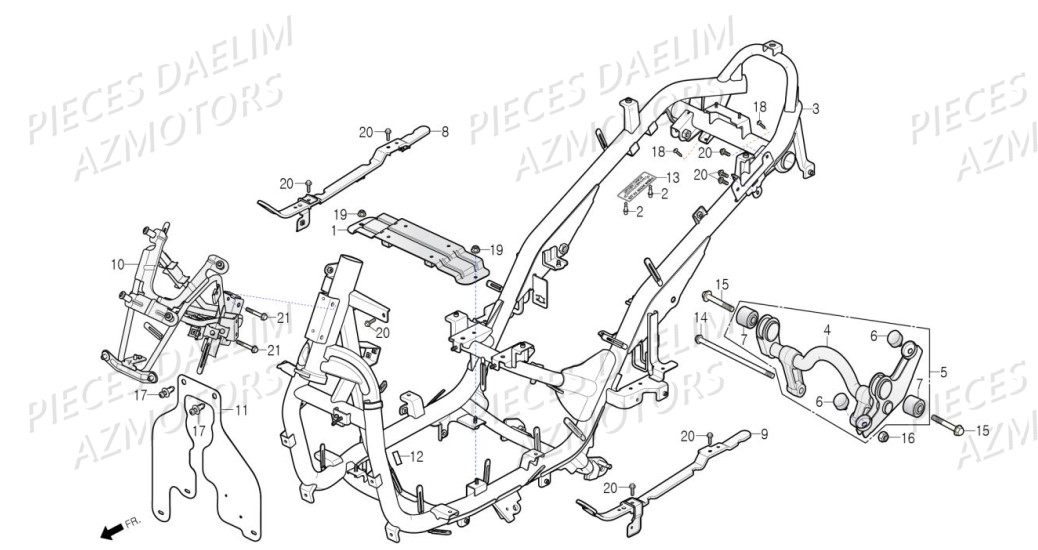 Chassis Cadre DAELIM Pièces Scooter DAELIM S3 TOURING 125cc EURO4 "ABS"
