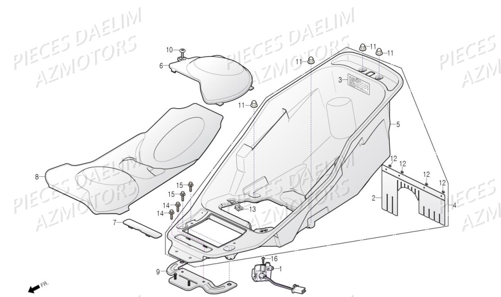 Coffre DAELIM Pièces Scooter DAELIM S3 TOURING 125cc EURO4 "ABS"
