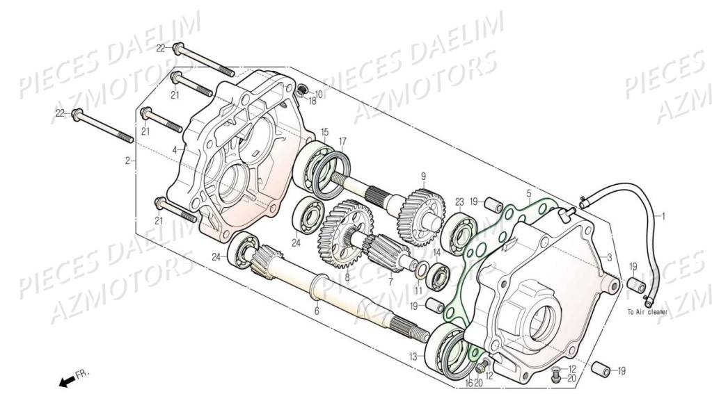 ARBRE DE TRANSMISSION PRIMAIRE DAELIM S3 125 (derniere pieces dispo) pour COUVERCLE-DE-TRANSMISSION de S3 125 ABS EURO4