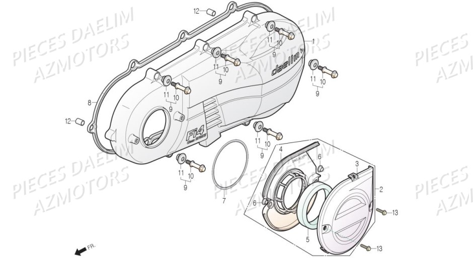 Couvre Carter Gauche DAELIM Pièces Scooter DAELIM S3 TOURING 125cc EURO4 "ABS"
