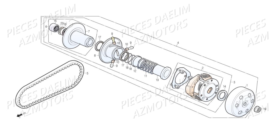Embrayage DAELIM Pièces Scooter DAELIM S3 TOURING 125cc EURO4 "ABS"
