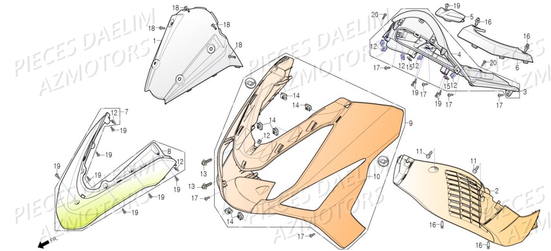 Face Avant DAELIM Pièces Scooter DAELIM S3 TOURING 125cc EURO4 "ABS"

