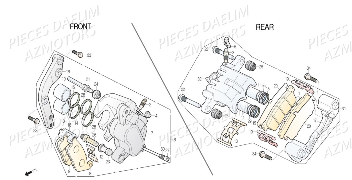 ETRIER DE FREIN AV DAELIM (derniere pieces dispo) pour FREINAGE de S3 125 ABS EURO4
