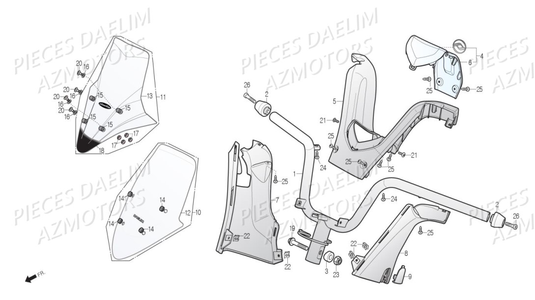 Guidon Couvre Guidon DAELIM Pièces Scooter DAELIM S3 TOURING 125cc EURO4 "ABS"
