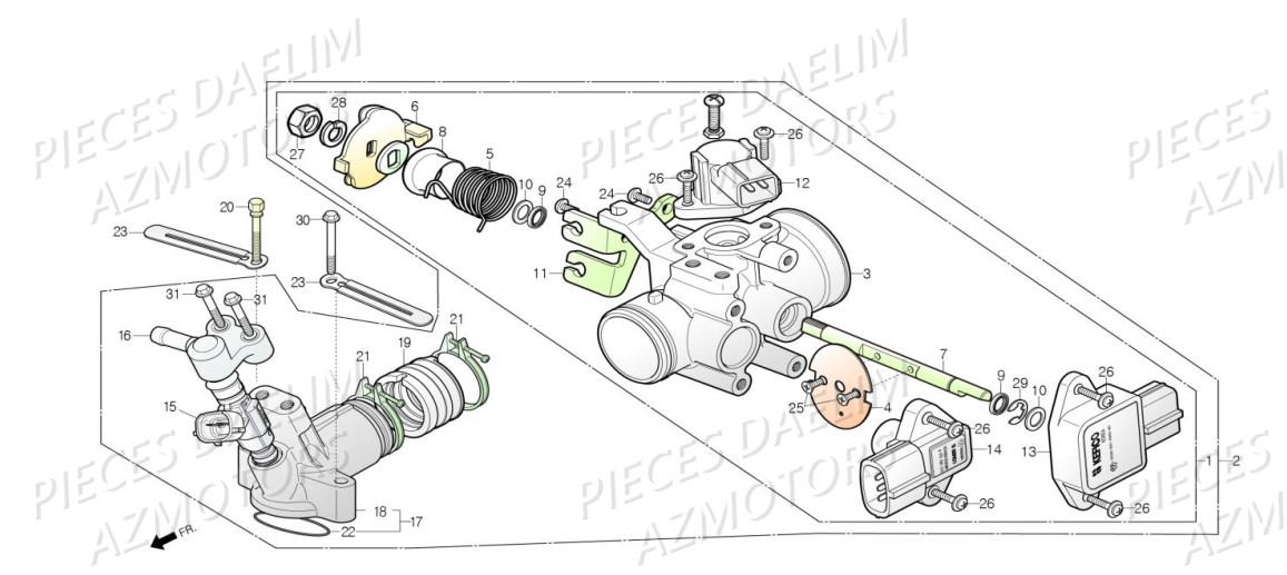 Injection Corps De Papillon DAELIM Pièces Scooter DAELIM S3 TOURING 125cc EURO4 "ABS"
