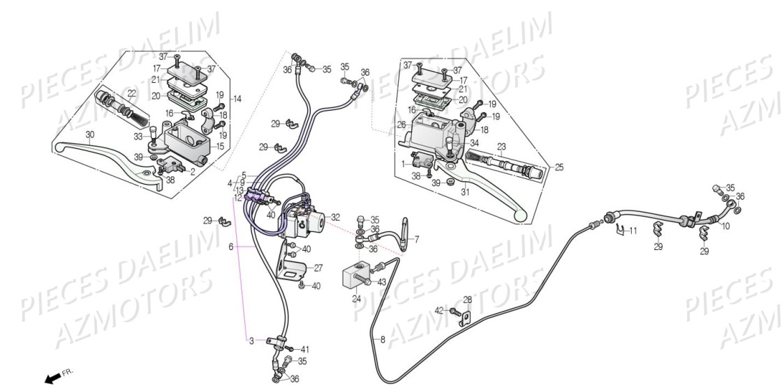 Maitre Cylindre Avant DAELIM Pièces Scooter DAELIM S3 TOURING 125cc EURO4 "ABS"
