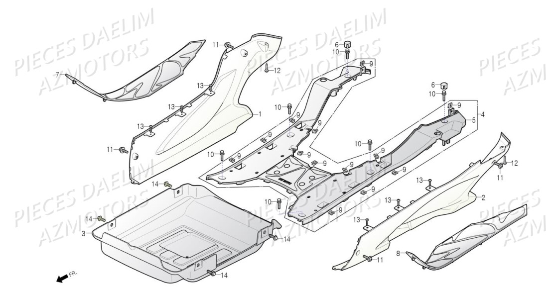 Plancher DAELIM Pièces Scooter DAELIM S3 TOURING 125cc EURO4 "ABS"
