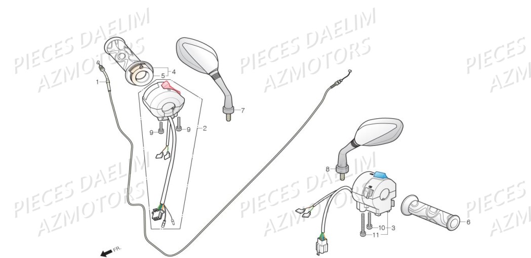 Retroviseurs Commodo DAELIM Pièces Scooter DAELIM S3 TOURING 125cc EURO4 "ABS"
