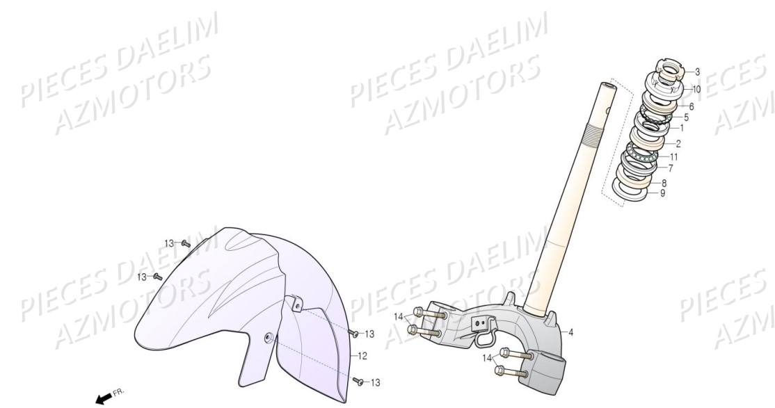 Te De Direction DAELIM Pièces Scooter DAELIM S3 TOURING 125cc EURO4 "ABS"
