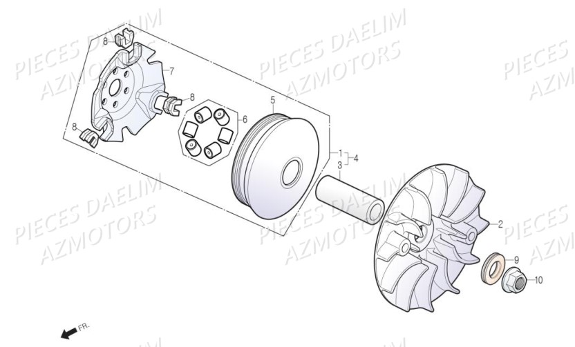 Variateur DAELIM Pièces Scooter DAELIM S3 TOURING 125cc EURO4 "ABS"
