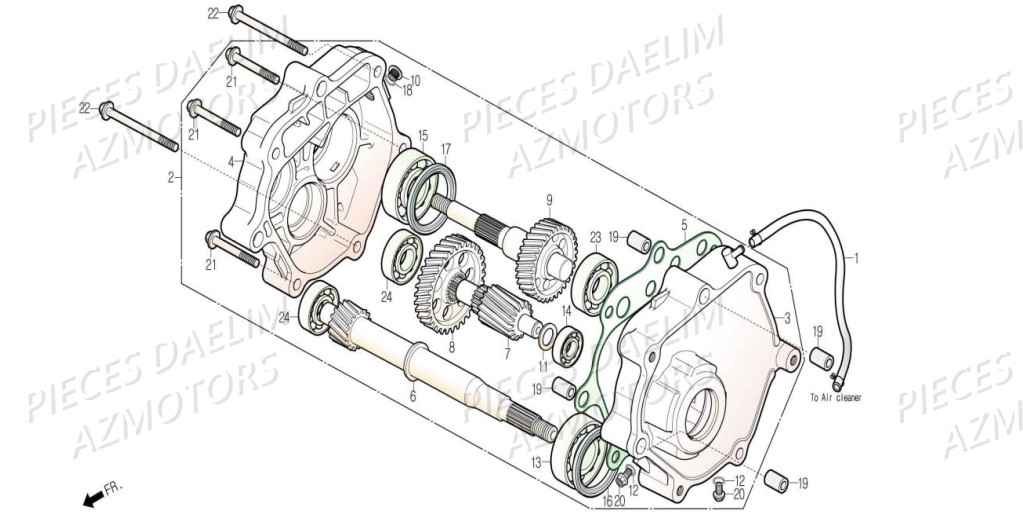 ARBRE DE TRANSMISSION PRIMAIRE DAELIM S3 125 (derniere pieces dispo) pour BOITIER-DE-TRANSMISSION de S3 125 CBS EURO4