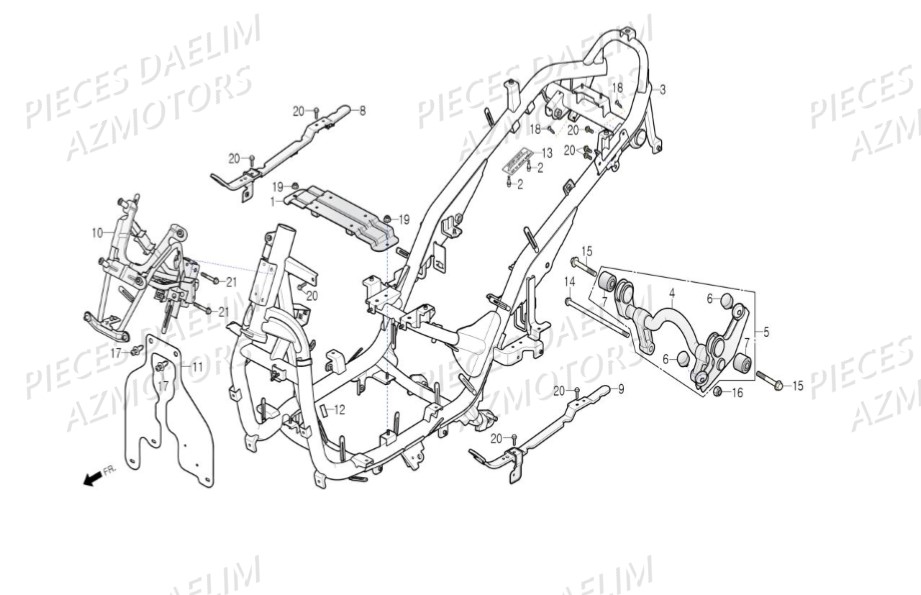 Cadre Chassis DAELIM Pièces Scooter DAELIM S3 TOURING 125cc EURO4 "CBS"
