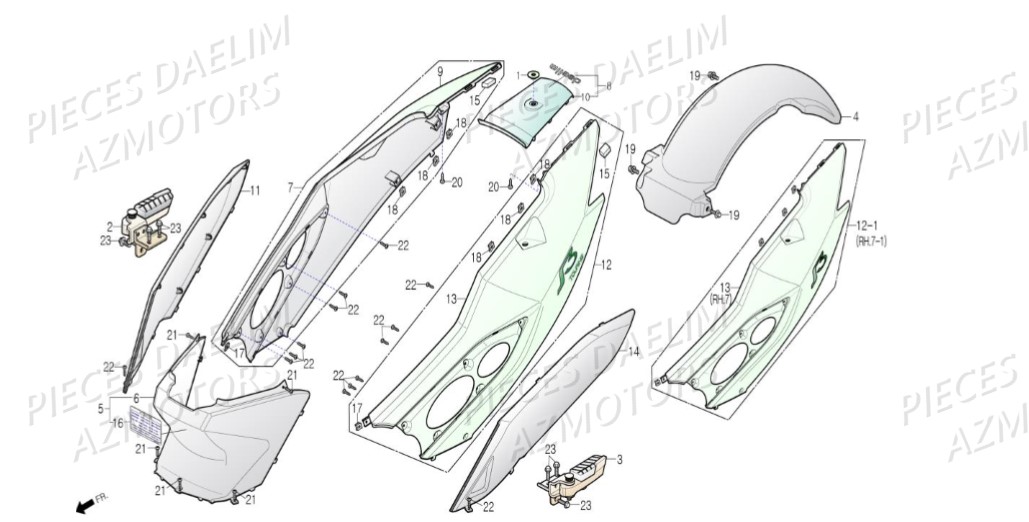 Carenages Arriere DAELIM Pièces Scooter DAELIM S3 TOURING 125cc EURO4 "CBS"
