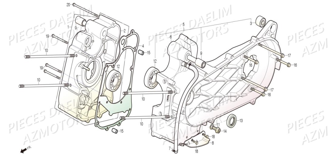 Carter Central Droit DAELIM Pièces Scooter DAELIM S3 TOURING 125cc EURO4 "CBS"
