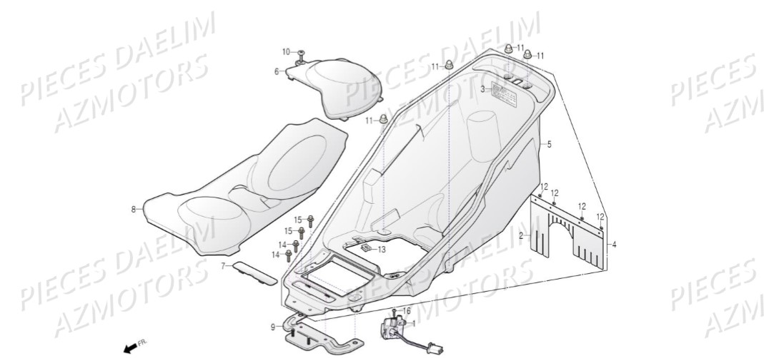 Coffre DAELIM Pièces Scooter DAELIM S3 TOURING 125cc EURO4 "CBS"
