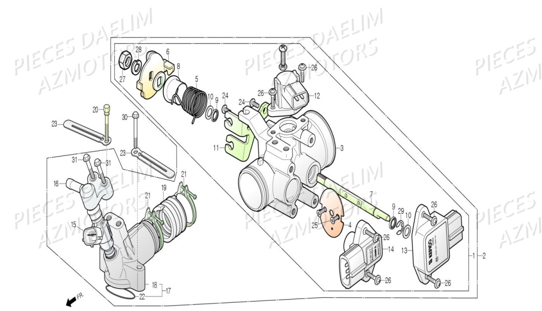 Corps De Papillon Injection DAELIM Pièces Scooter DAELIM S3 TOURING 125cc EURO4 "CBS"
