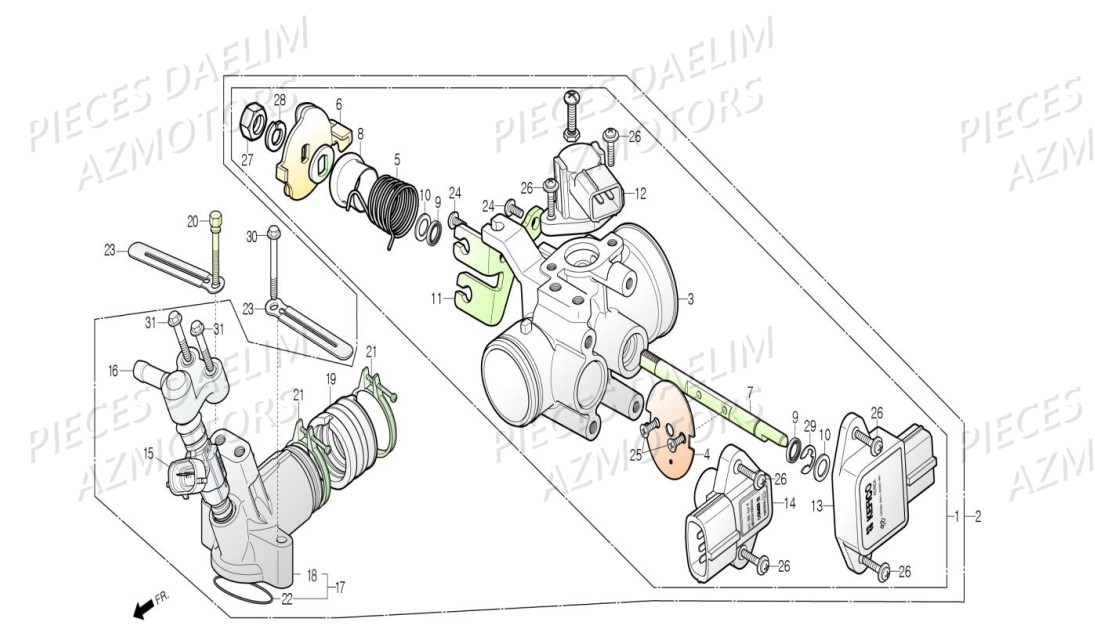 CORPS DE PAPILLON INJECTION DAELIM S3 125 CBS EURO4