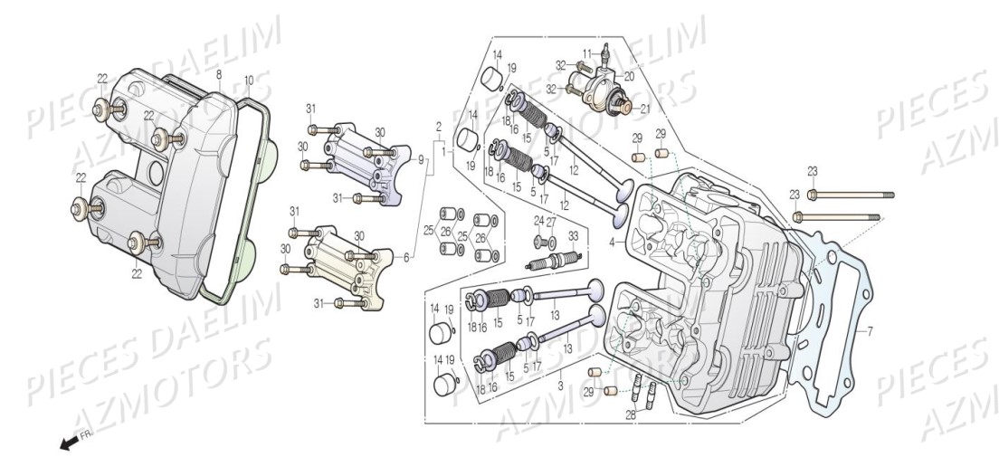 Culasse DAELIM Pièces Scooter DAELIM S3 TOURING 125cc EURO4 "CBS"
