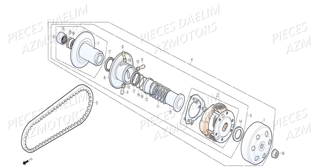 Embrayage DAELIM Pièces Scooter DAELIM S3 TOURING 125cc EURO4 "CBS"
