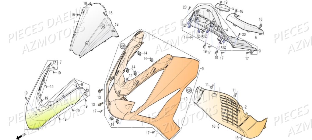 Face Avant DAELIM Pièces Scooter DAELIM S3 TOURING 125cc EURO4 "CBS"
