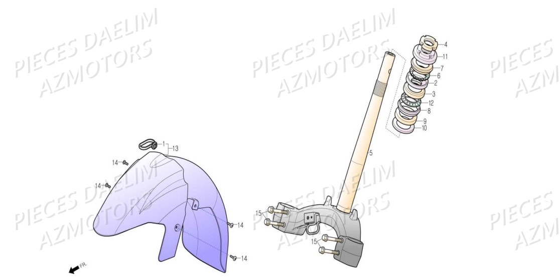 Garde Boue Avant Te De Direction DAELIM Pièces Scooter DAELIM S3 TOURING 125cc EURO4 "CBS"
