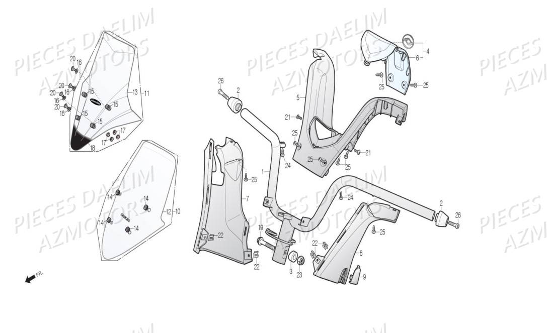 Guidon Pare Brise DAELIM Pièces Scooter DAELIM S3 TOURING 125cc EURO4 "CBS"
