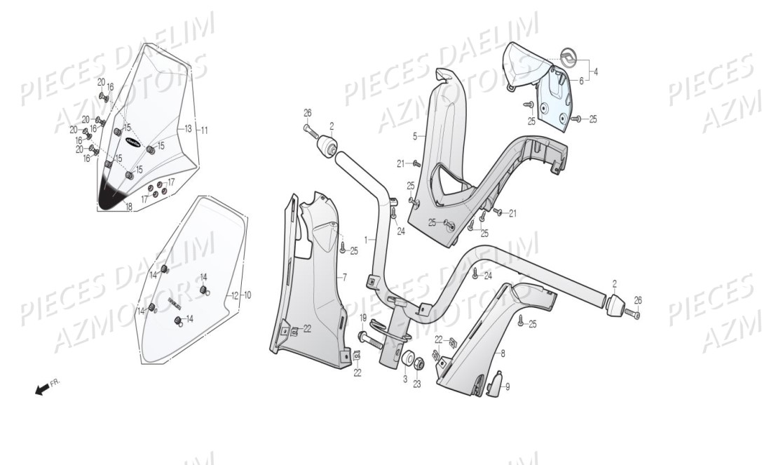 GUIDON PARE BRISE DAELIM S3 125 CBS EURO4