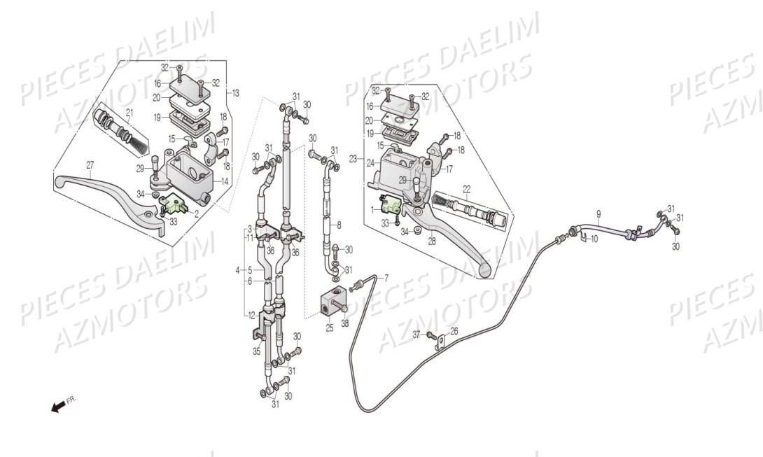 Maitre Cylindre Avant Leviers DAELIM Pièces Scooter DAELIM S3 TOURING 125cc EURO4 "CBS"
