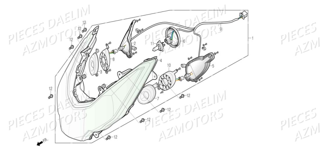 Phare Avant DAELIM Pièces Scooter DAELIM S3 TOURING 125cc EURO4 "CBS"
