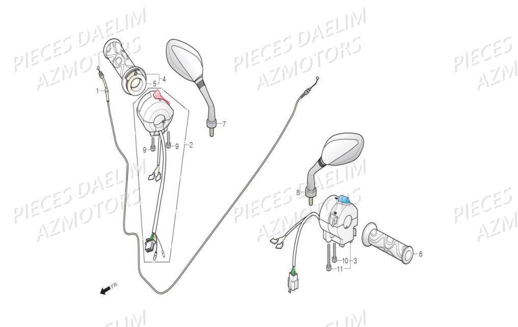 Retroviseurs Commodo DAELIM Pièces Scooter DAELIM S3 TOURING 125cc EURO4 "CBS"
