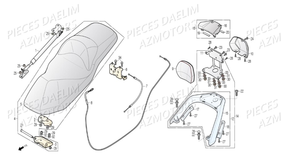 Selle DAELIM Pièces Scooter DAELIM S3 TOURING 125cc EURO4 "CBS"
