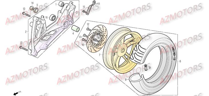 Roue Arriere DAELIM Pièces Scooter DAELIM S3 SPORTING 125cc
