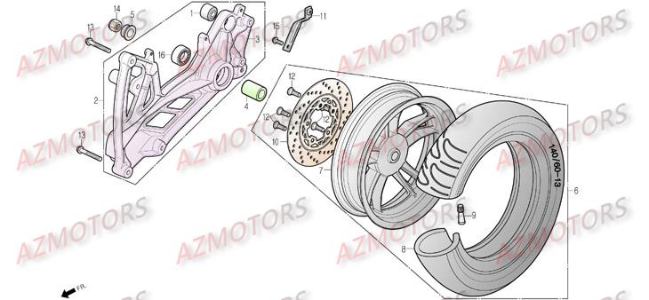 Roue Arriere DAELIM Pièces Scooter DAELIM S3 TOURING 125cc
