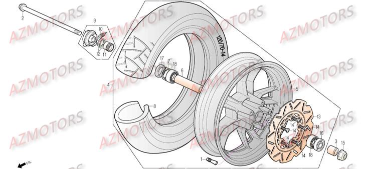 Roue Avant DAELIM Pièces Scooter DAELIM S3 TOURING 125cc
