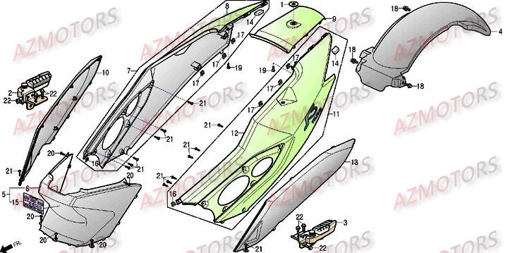 Coque Arriere DAELIM Pièces Scooter DAELIM S3 TOURING II 125cc
