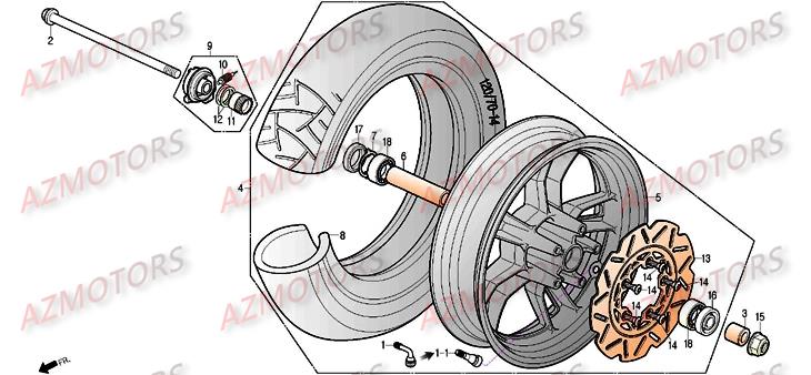 Roue Avant DAELIM Pièces Scooter DAELIM S3 TOURING II 125cc
