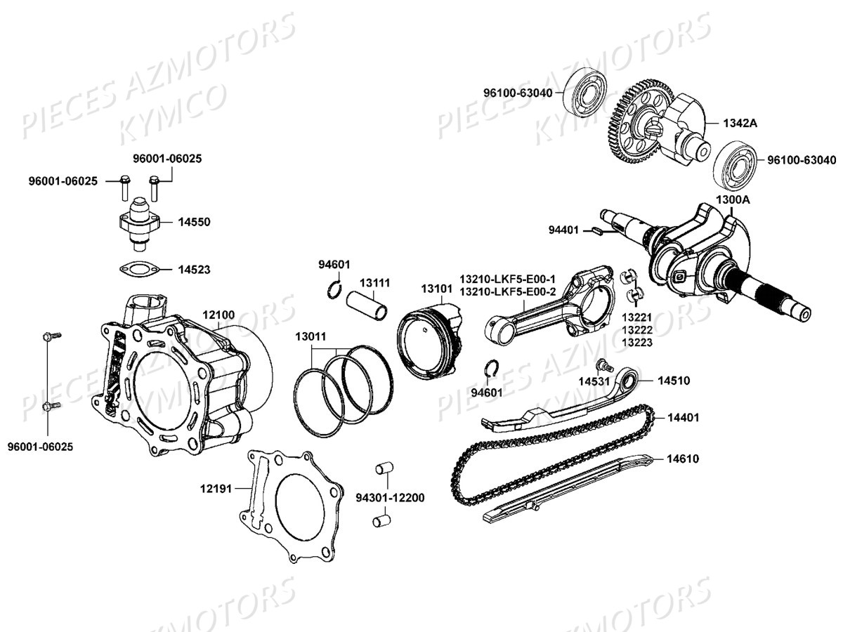 Cylindre Piston KYMCO Pièces Scooter XCITING S 400I ABS 4T EURO 4 (SK80CA)