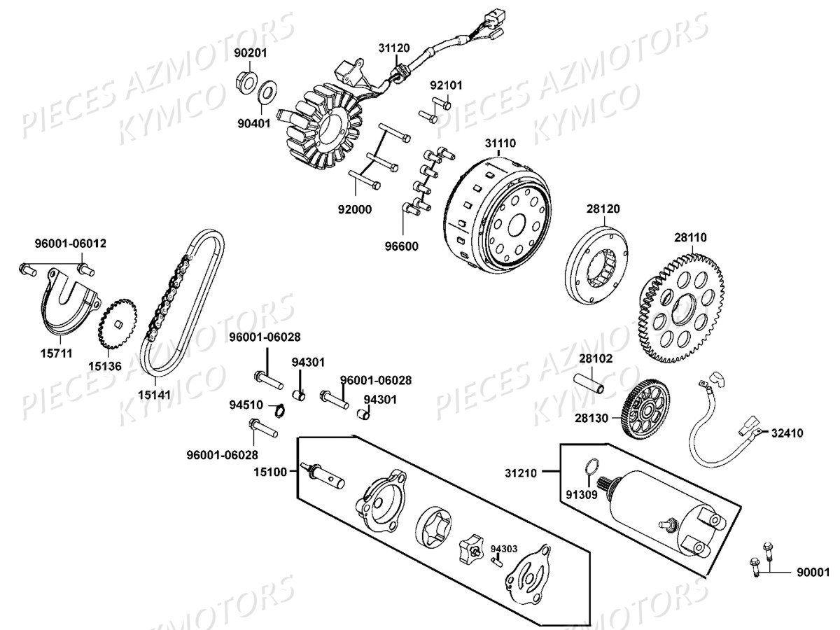 Demarreur Allumage KYMCO Pièces Scooter XCITING S 400I ABS 4T EURO 4 (SK80CA)