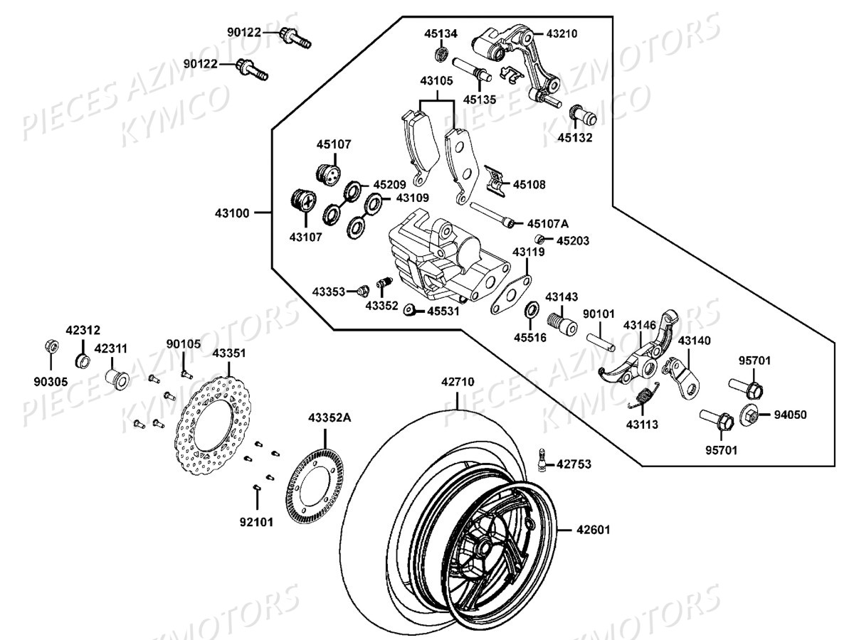 ROUE ARRIERE KYMCO S400I XCITING