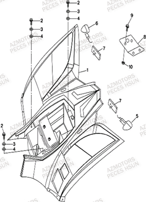 Carrosserie Arriere HSUN Pièces Quad HSUN S5 - 500cc