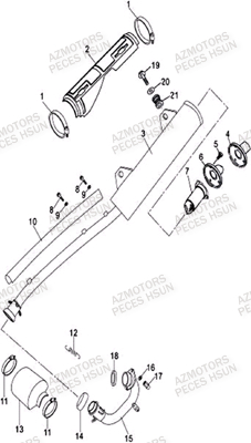 Echappement HSUN Pièces Quad HSUN S5 - 500cc